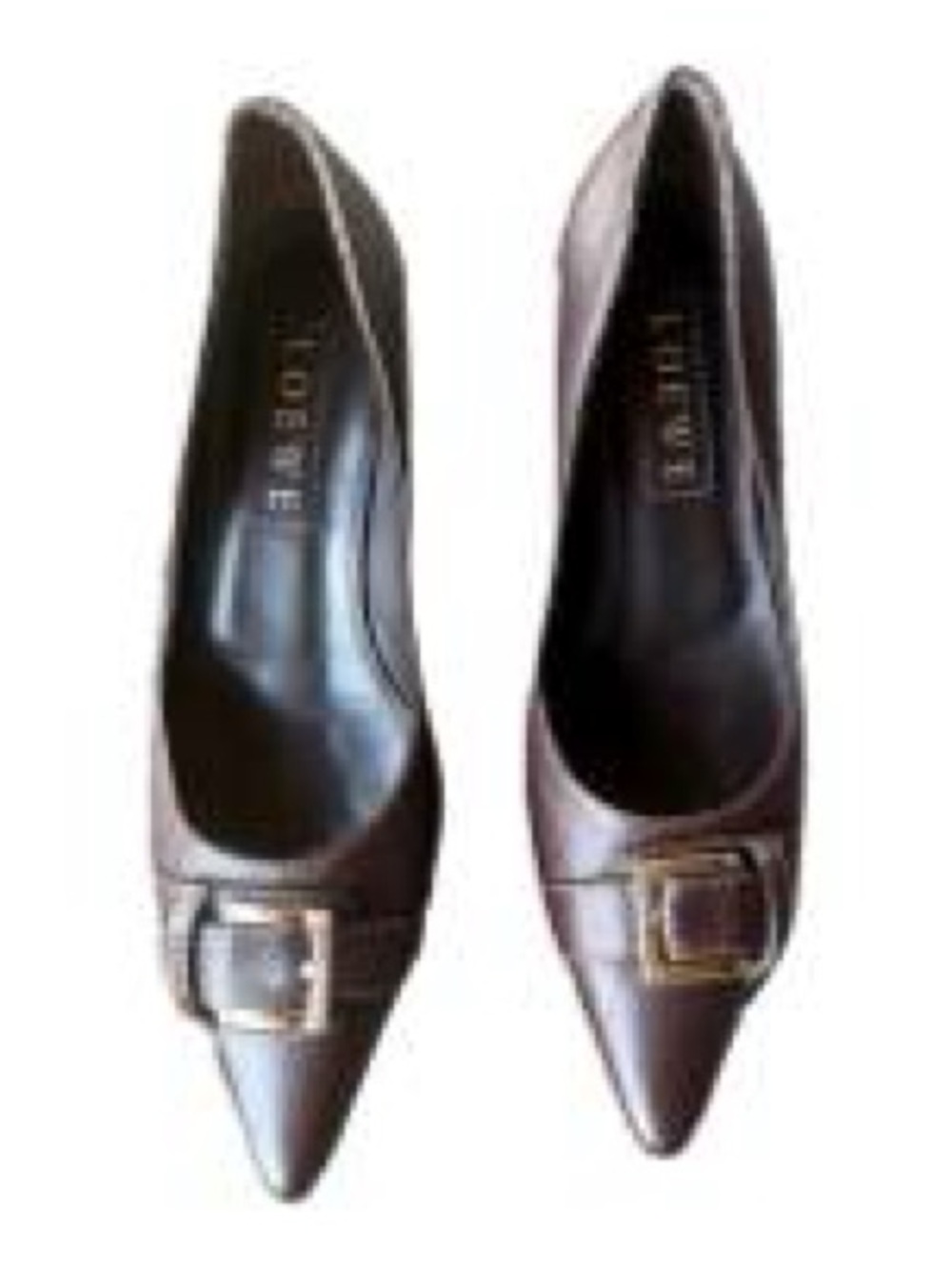 Authentic Loewe Brown Pebbled Leather Pointed Toe Kitten Heel Pumps-EU 37.5